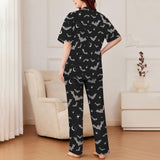 Black Bat Print Long Pyjamas