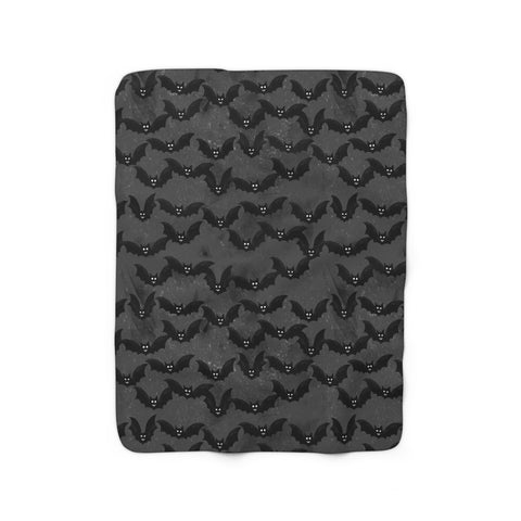 dark grey blank with black cartoon bat print  blanket 