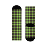 Green Black Plaid Crew Socks — Sublimated Patterned Socks