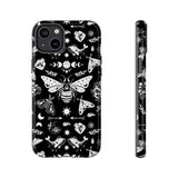Black Celestial Witchy Moth Goth Tough Phone Case