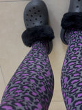 Purple and Grey Animal Print Tights
