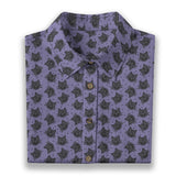 Purple Sugar Kitty Cotton Womens Button Down Shirt
