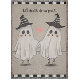 Til Death Blanket: Ghosts Woven Throw, Spooky Couple Gift, Funny Wedding Anniversary Valentines Present, Halloween Goth Ghosts