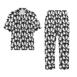 Spooky Black and White Ghost Print Long Pyjamas