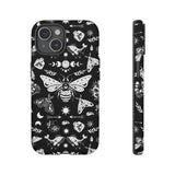 Black Celestial Witchy Moth Goth Tough Phone Case