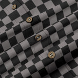 Black and Grey Checkered Cotton Women's Button Down Shirt