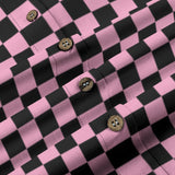 Pink and Black Checkered Cotton Womens Button Down Shirt