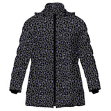 Purple Leopard Print Ladies Puffer Coat