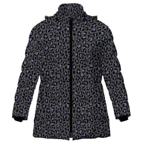 Purple Leopard Print Ladies Puffer Coat