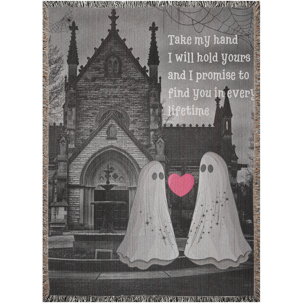 Til Death Blanket: Ghosts Woven Throw, Unique Spooky Couple Gift, Funny Wedding Anniversary Valentines Present, Halloween Goth Kawaii Cute