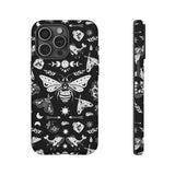 Black Celestial Witchy Moth Goth Tough Phone Case