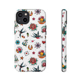 White Old School Retro Tattoo Tough Phone Case