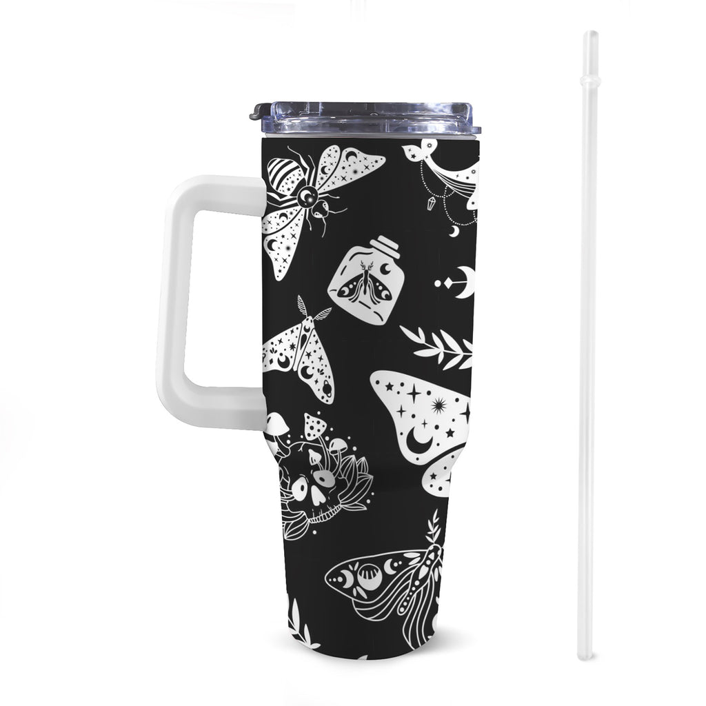 Celestial Witchy Moth Goth Large 40oz Tumbler Mug with Handle