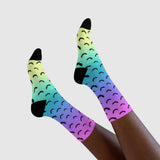 Gradient Bat Pattern Crew Socks — Colorful Gothic Halloween Socks