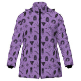 Purple Insect Print Ladies Puffer Coat