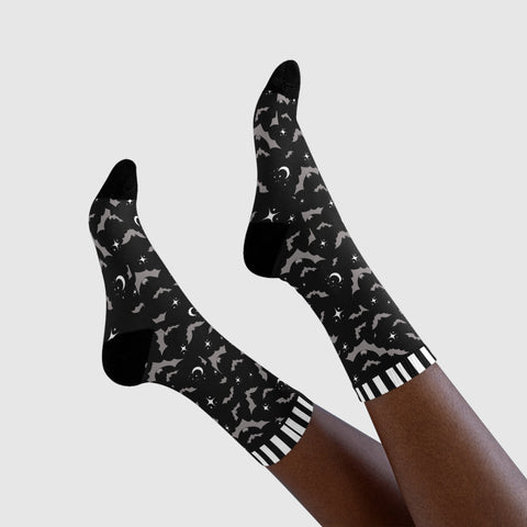 Bat Moon Crew Socks — Halloween Bat Pattern Sublimation Socks