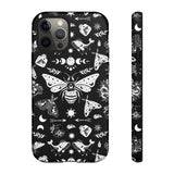 Black Celestial Witchy Moth Goth Tough Phone Case