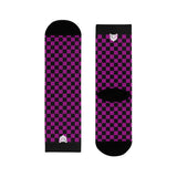 Pink Checkerboard Crew Socks — Retro Skateboard Sublimation Socks