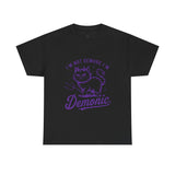 Demonic Cat Tee — "I’m Not Demure, I’m Demonic" Gothic Graphic T-Shirt