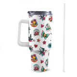 Retro Tattoo Large 40oz Tumbler Mug with Handle