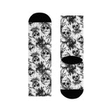Skull Splash Sublimation Crew Socks — Grunge Black & White Gothic Crew