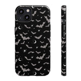 Black Spooky Bat Print Tough Phone Cases