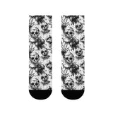 Skull Splash Sublimation Crew Socks — Grunge Black & White Gothic Crew