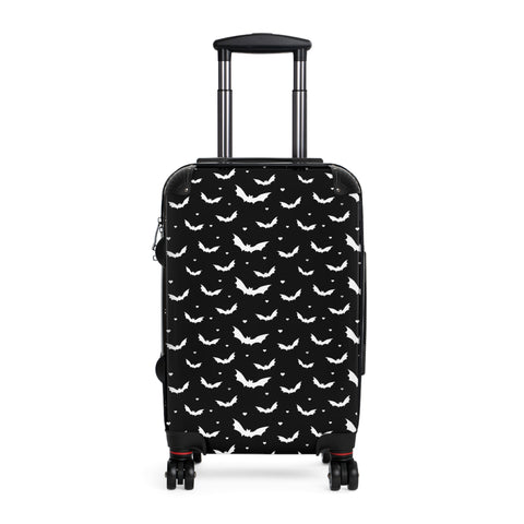Zwarte koffer met gotische reistas met vleermuisprint 