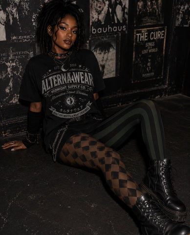 Brown and Green Harlequin Circus Print Tights