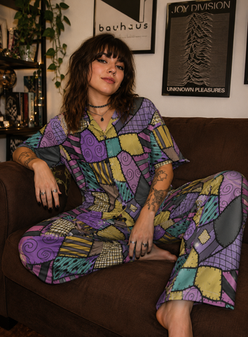 Sally Stitches Patchwork Print Long Pyjamas