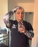 Screaming Skulls Night Print Mesh Top Long Sleeved