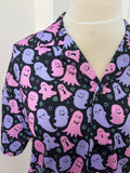 Spooky Pink and Purple Ghost Print Short Pyjamas