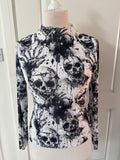 Screaming Skulls Night Print Mesh Top Long Sleeved