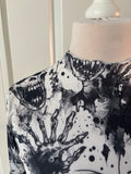 Screaming Skulls Night Print Mesh Top Long Sleeved