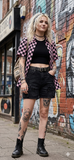Pink and Black Checkered Cotton Womens Button Down Shirt
