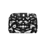 Black Witchy Skulls Celestial Goth Moth Diaper Backpack Mommy Bag Travel Changing Nappy