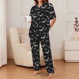 Black Bat Print Long Pyjamas