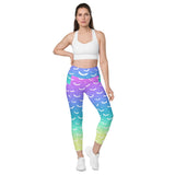 Pastellfarbene Ombre-Fledermaus-Leggings mit hoher Taille und Taschen