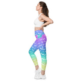 Pastellfarbene Ombre-Fledermaus-Leggings mit hoher Taille und Taschen