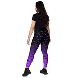 Lila Ombre-Fledermaus-Leggings mit hoher Taille und Taschen