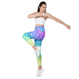 Pastellfarbene Ombre-Fledermaus-Leggings mit hoher Taille und Taschen