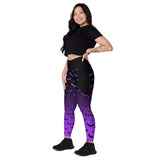 Lila Ombre-Fledermaus-Leggings mit hoher Taille und Taschen