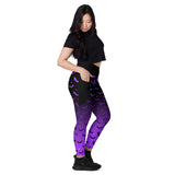 Purple Ombre Bat High Waisted Leggings with pockets