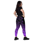 Purple Ombre Bat High Waisted Leggings with pockets