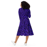 Purple Zebra All-over print long sleeve midi dress