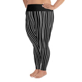 Black & White Striped Beetlejuice Style All-Over Print Plus Size Yoga Leggings