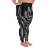 Black & White Striped Beetlejuice Style All-Over Print Plus Size Yoga Leggings