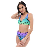 Pastel Ombre Bat Recycled high-waisted bikini