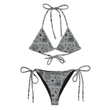 Grey Snake and Floral All-over print recycled string bikini