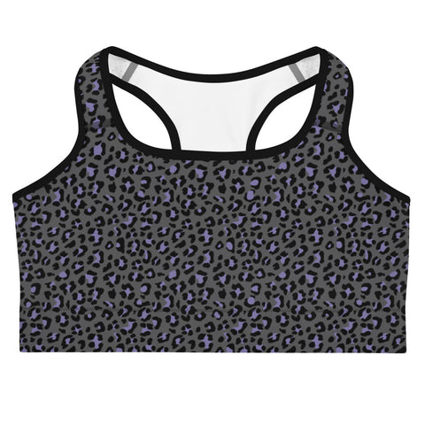 Lilac & grey Leopard Print Sports bra